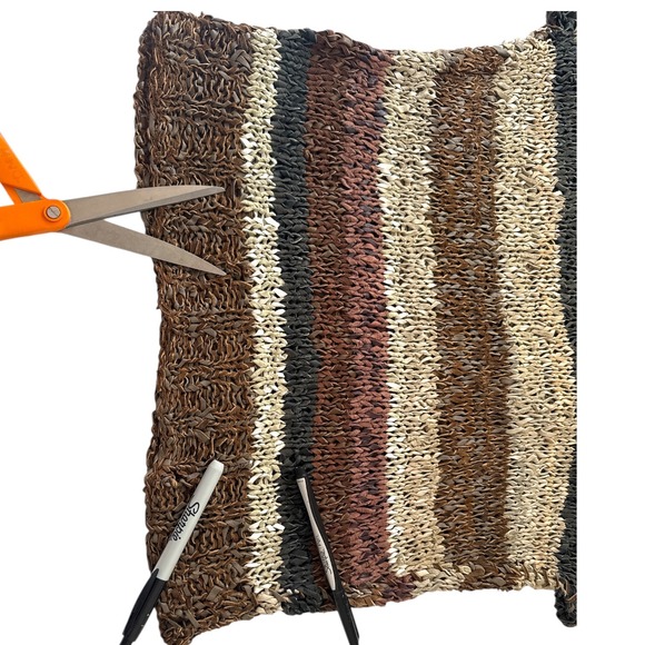 Hand Crafted Leather Tied Top Striped Art To Wear Boho (FLAWS & Approx Size‎ M) - Picture 6 of 8